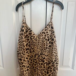 Vintage Tan and brown leopard print silk top with adjustable straps-VS